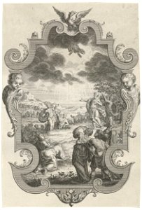 Cartouche met de hemelvaart van Christus
