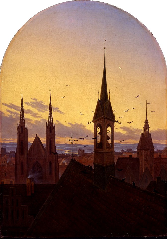 Carl Gustav Carus - Frühläuten (Altdeutsche Stadt im Frühlicht)