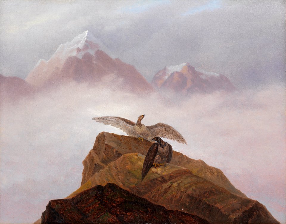 Carl Gustav Carus - Phantasie aus der Alpenwelt. Adler, die auf einem Alpenhorn nisten