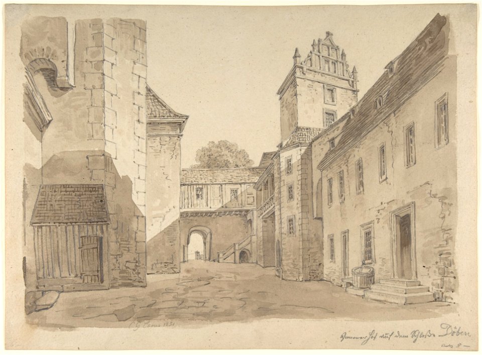 Carl Gustav Carus - Blick auf den Innenhof des Döbener Schlosses