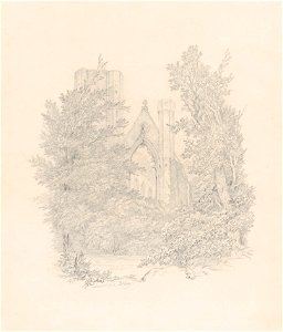 Carl Gustav Carus - Westfassade der Dunkeld-Kathedrale. Free illustration for personal and commercial use.