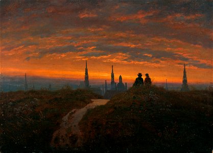 Carl Gustav Carus - Blick auf Dresden bei Sonnenuntergang