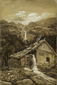 Carl Gustav Carus - Wassermühle am Gebirge