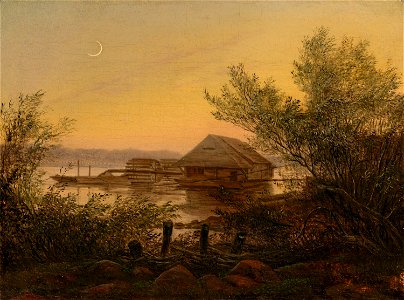 Carl Gustav Carus - Schiffsmühle auf der Elbe bei Dresden, 1826