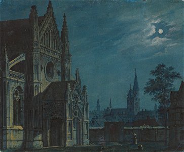 Carl Gustav Carus - Mondschein über dem Hof einer gotischen Kirche