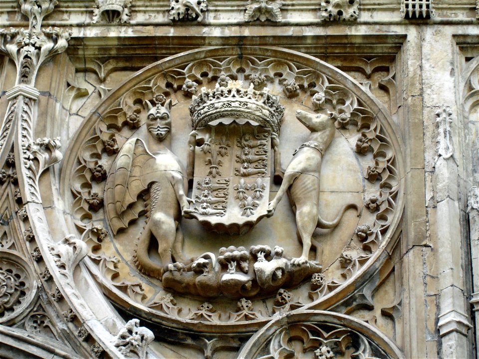 Carving over south door, King's College Chapel