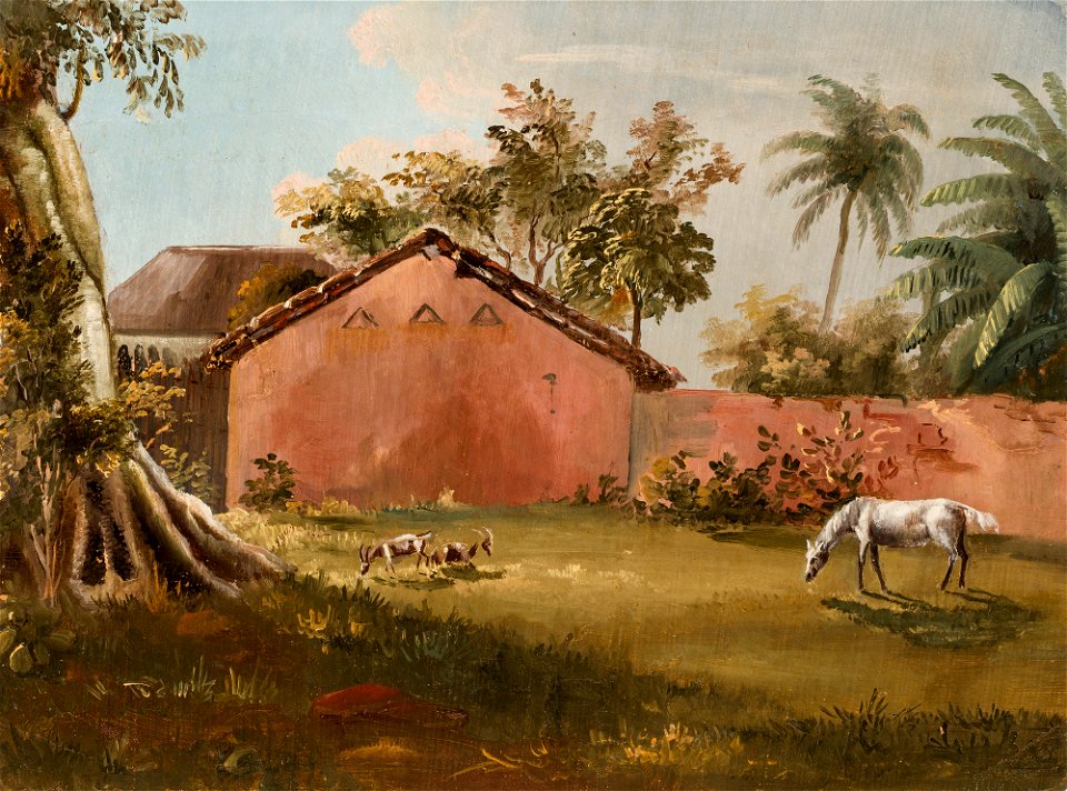 Casa e cavalos (atribuído), da Coleção Brasiliana Iconográfica
