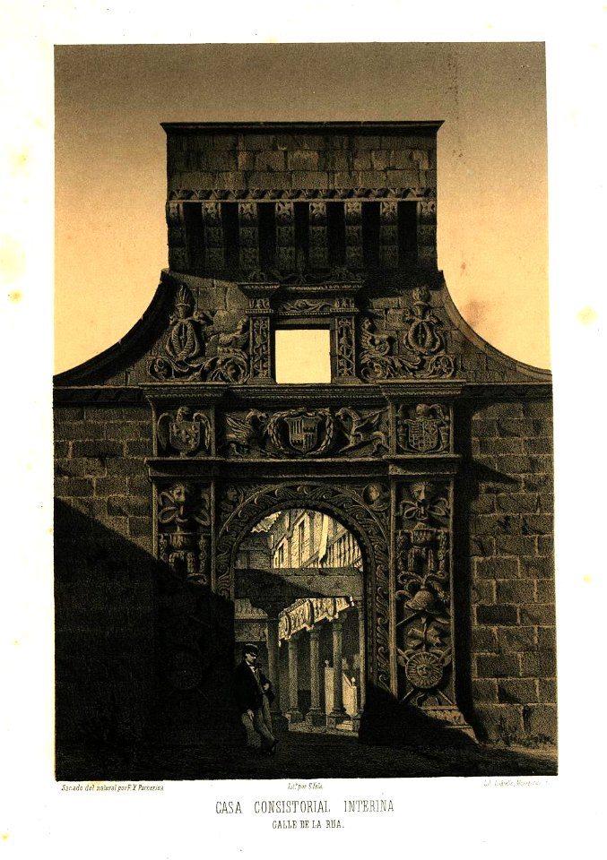 Casa consistorial interina - calle de la Rúa (1865) - Parcerisa, F. J.