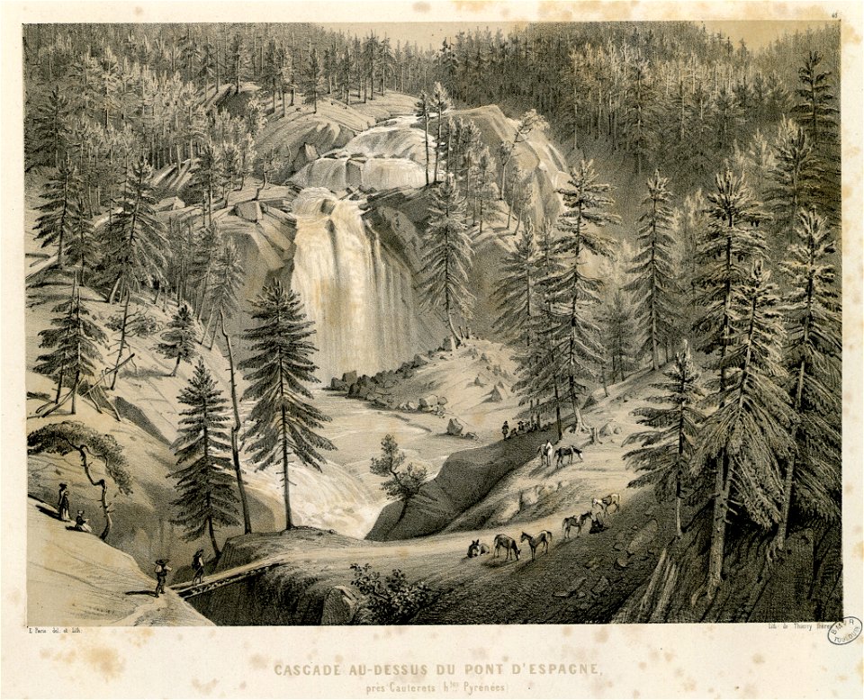 Cascade au-dessus du Pont d'Espagne près Cauterets (Hautes-Pyrénées) - Fonds Ancely - B315556101 A PARIS 1 047