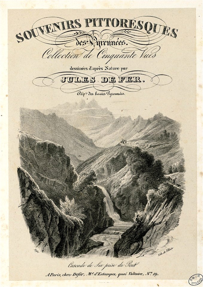 Cascade de Sia prise du Pont (lithographie portant le titre) - Fonds Ancely - B315556101 A DEFER 003