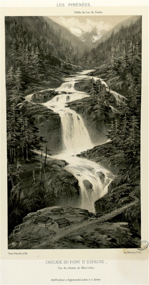 Cascade du Pont d'Espagne - Vue du chemin du Marcadau - Fonds Ancely - B315556101 A PETIT 3 029