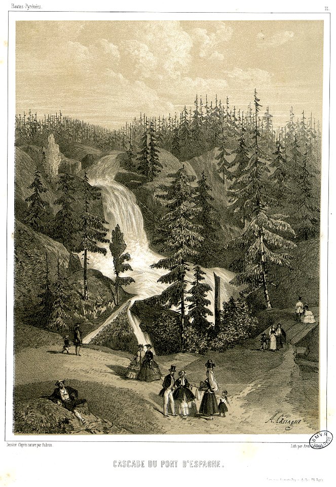 Cascade du Pont d'Espagne (Hautes- Pyrénées, 21) - Fonds Ancely - B315556101 A AUBRUN 1 012