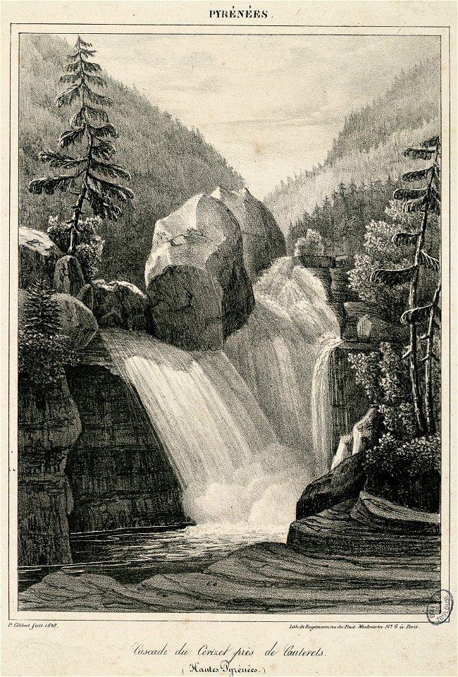 Cascade du Cerizet près de Cauterets (Hautes Pyrénées) - 1828 - Fonds Ancely - B315556101 A GELIBERT 1 027