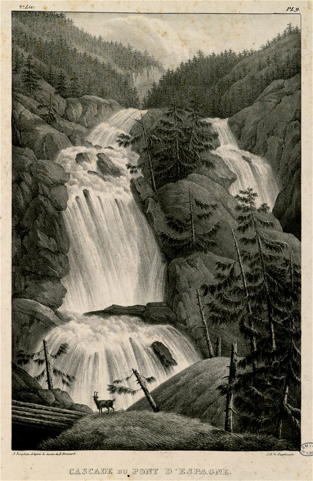 Cascade du pont d'Espagne (2° liv., pl. 9) - Fonds Ancely - B315556101 A FROSSARD 1 046