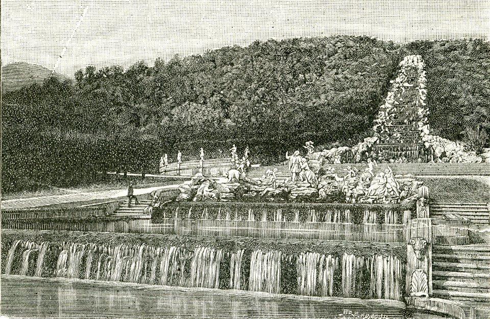 Caserta cascata d’acqua nel giardino reale (Brend'amour 1898)