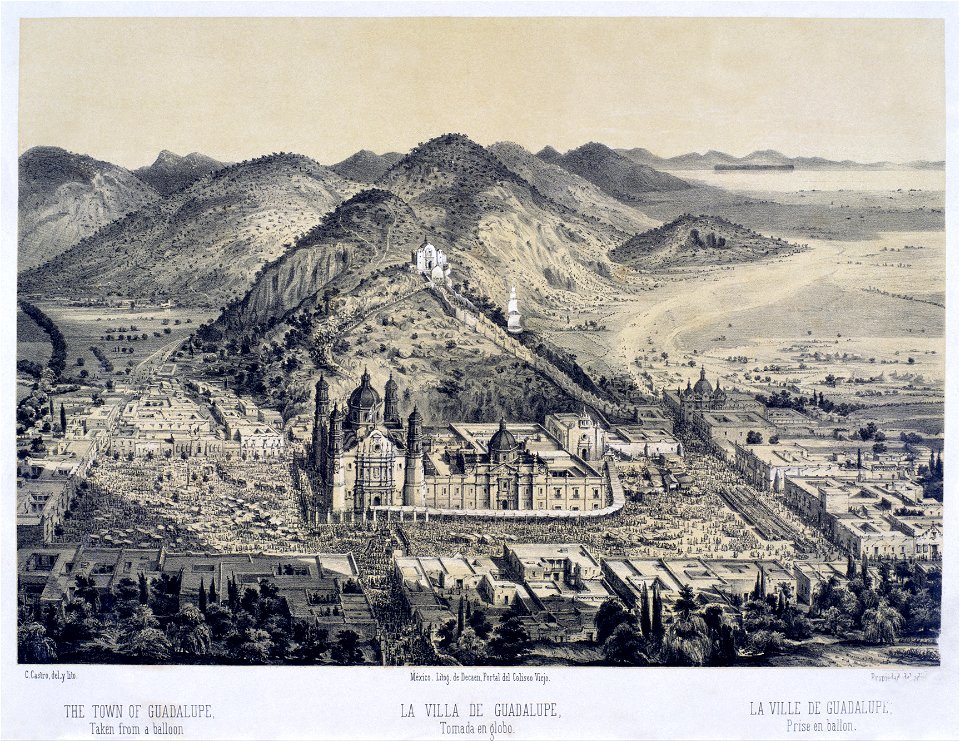 Casimiro Castro - The Villa de Guadalupe Seen from a Hot-air Ballon - Google Art Project