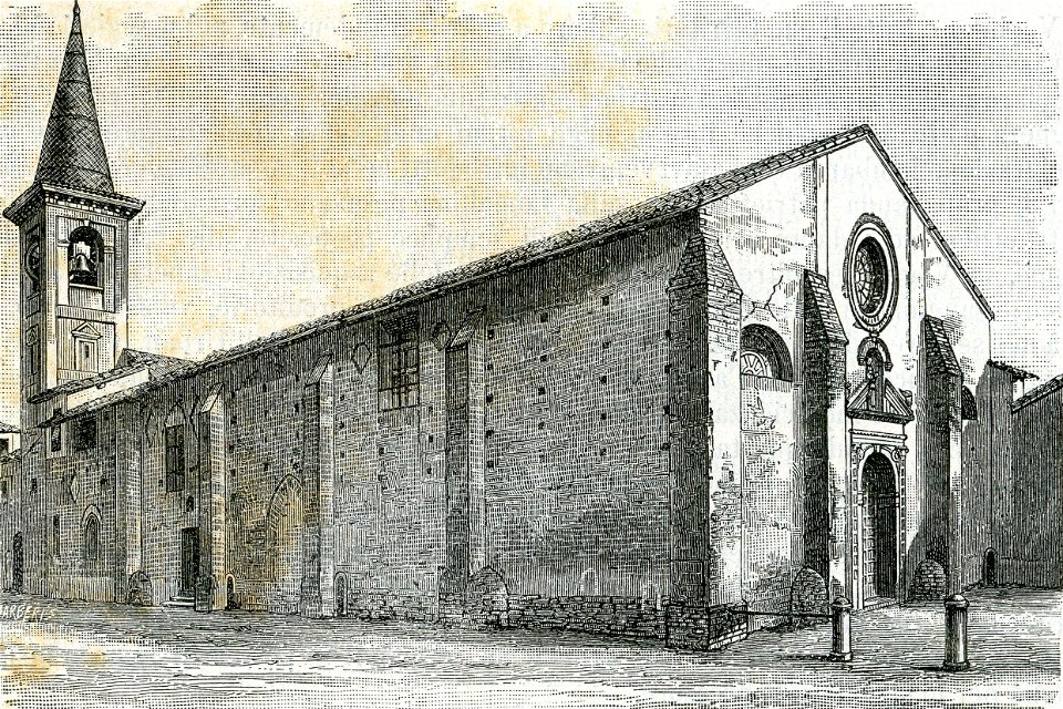 Casei Gerola chiesa parrocchiale xilografia di Barberis
