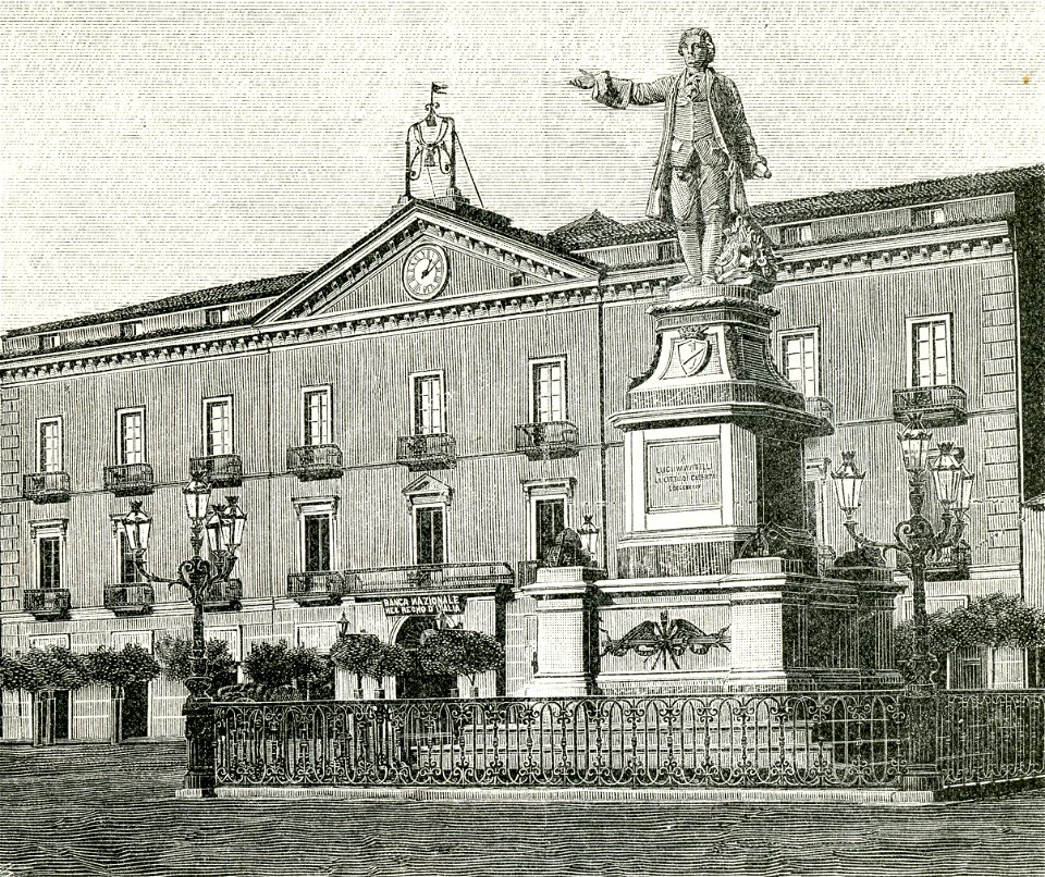 Caserta piazza del mercato e monumento a Luigi Vanvitelli
