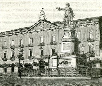 Caserta piazza del mercato e monumento a Luigi Vanvitelli