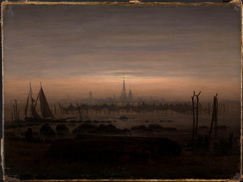 Caspar David Friedrich - Greifswald in Moonlight - NG.M.00387 - National Museum of Art, Architecture and Design