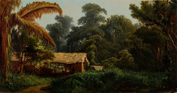 Cases d'indiens dans la forete de Matá-Matá sur le Monjú Pará-Brésil, da Coleção Brasiliana Iconográfica