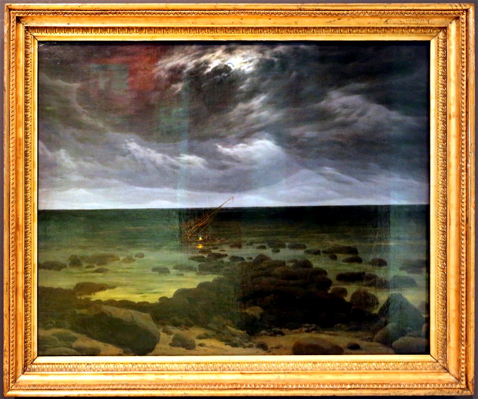 Caspar david friedrich, litoraneo al chiar di luna, 1830 (berlino, gemaldegalerie)