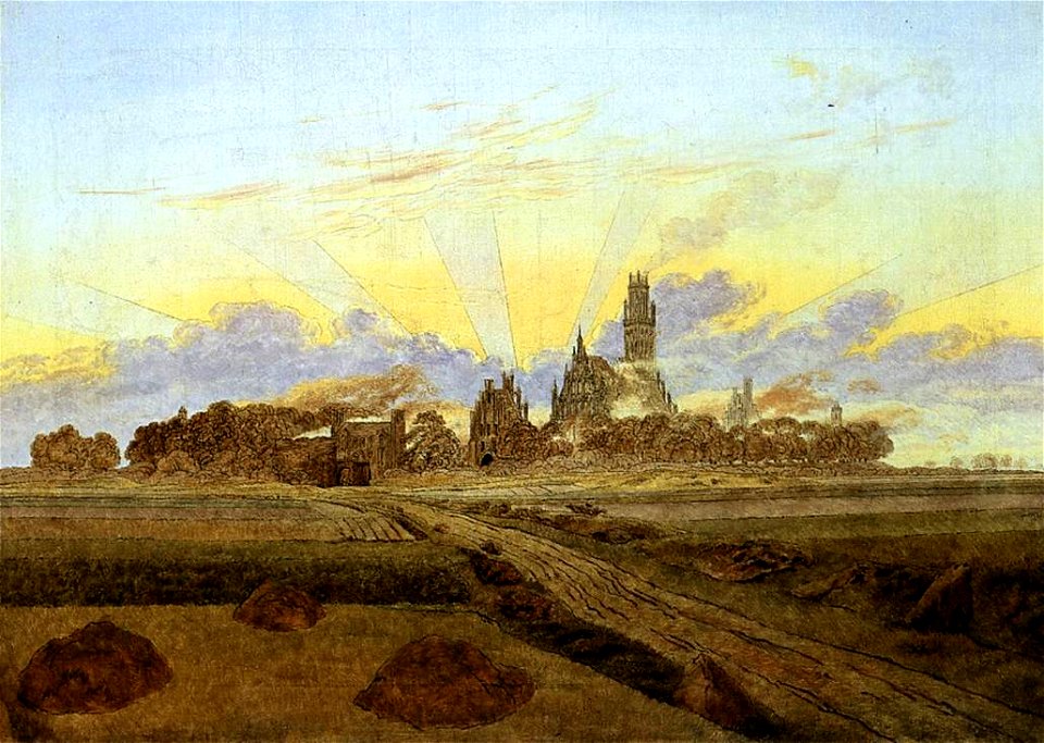 Caspar David Friedrich - Neubrandenburg in Flames (Sunrise near Neubrandenburg) - WGA8287