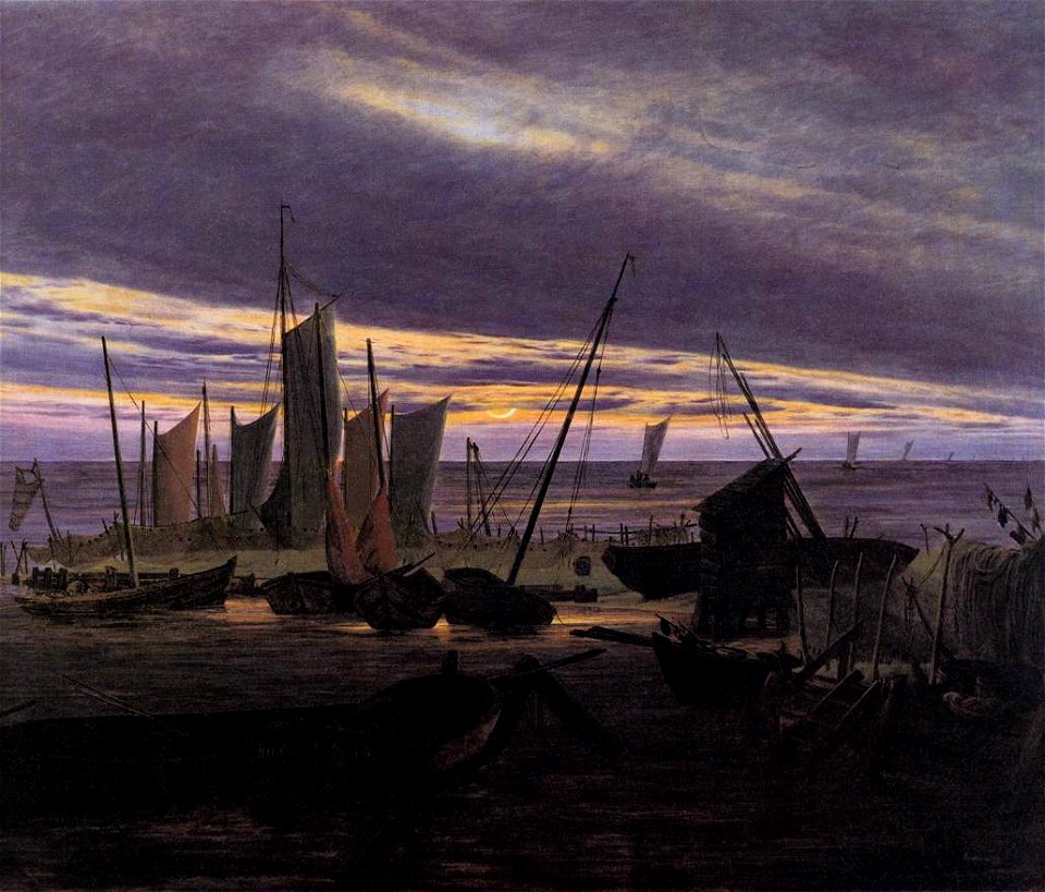 Caspar David Friedrich - Boats in the Harbour at Evening - WGA08282