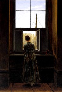 Caspar David Friedrich - Woman at a Window - WGA8268. Free illustration for personal and commercial use.