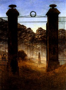 Caspar David Friedrich - The Cemetery Entrance - WGA08275. Free illustration for personal and commercial use.