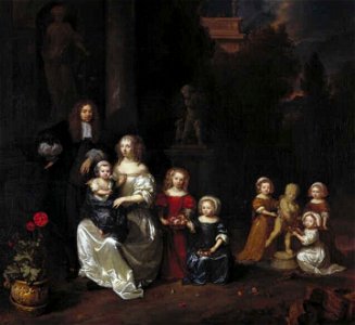 Caspar Netscher - Familiegroep in een park - 1587 (OK) - Museum Boijmans Van Beuningen