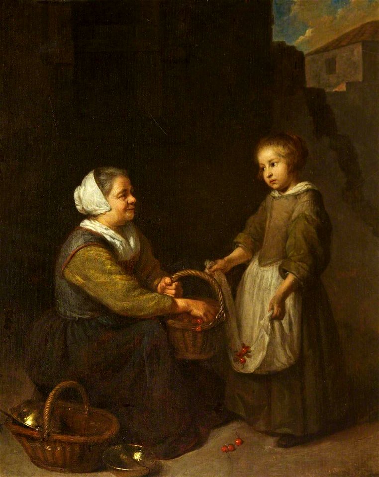 Caspar Netscher (1639-1684) - Cherry Woman with a Child - 21099 - National Trust