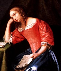 Caspar Netscher - Young Girl Holding a Letter (detail) - WGA16521