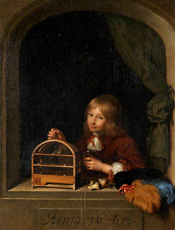 Caspar Netscher (1639-1684) - Boy with a Birdcage - 541101 - National Trust