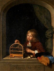 Caspar Netscher (1639-1684) - Boy with a Birdcage - 541101 - National Trust