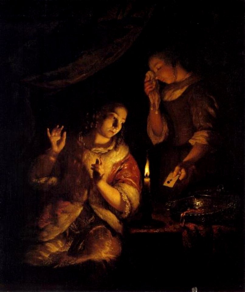 Caspar Netscher - De brief met het zwarte zegel - G 2347 - Staatliches Museum Schwerin
