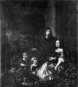 Caspar Netscher - Zelfportret met vrouw en kinderen - 1272 - Uffizi Gallery