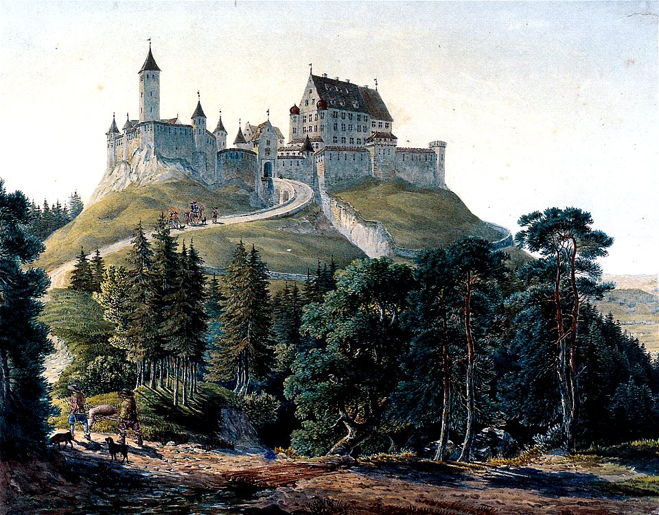 Caspar Obach Burg Alt-Trauchburg Gouache c1840