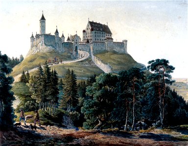 Caspar Obach Burg Alt-Trauchburg Gouache c1840