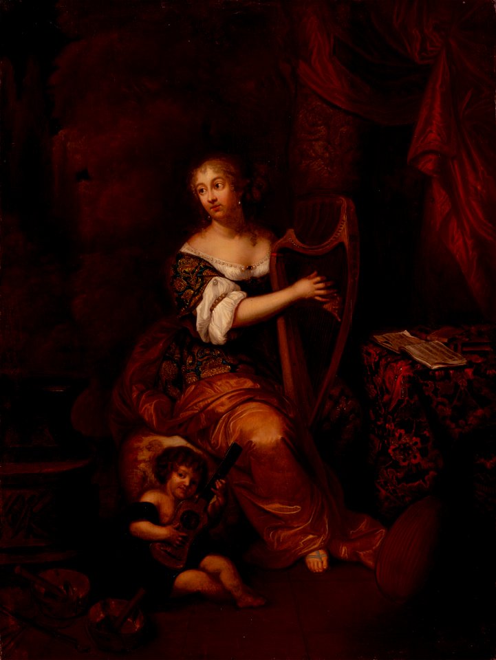 Caspar Netscher – autor predlohy - Madam de Montespan hrajúca na harfe - O 498 - Slovak National Gallery