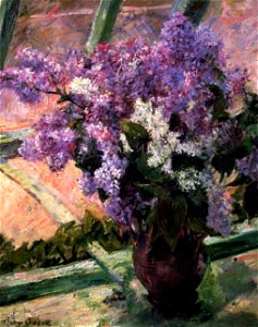Cassatt Mary Lilacs in a Window 1880. Free illustration for personal and commercial use.