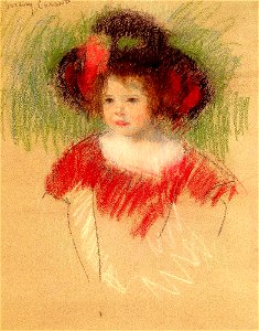 Cassatt Mary Margot In Big Bonnett And Red Dress