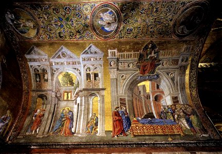 Andrea del castagno, Dormition of the Virgin and visitation