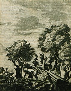 Castaways of Tershelling construct a dinghy - Struys Jan Janszoon - 1681