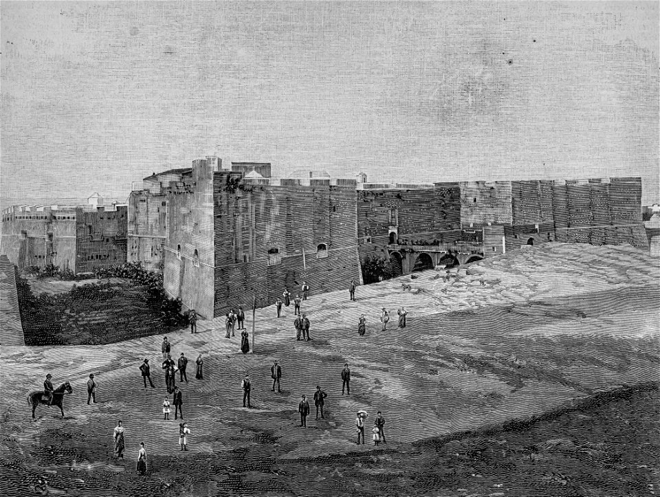 Castello di Barletta. Forte inespugnabile eretto dai romani (xilografia)