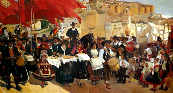 Castilla, la fiesta del pan, por Joaquín Sorolla (mitad izquierda)