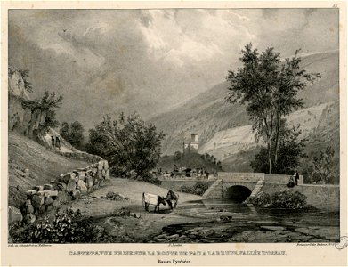 Castets, vue prise sur la route de Pau à Larruns (i.e. Laruns), Vallée d'Ossau (Basses Pyrénées) - Fonds Ancely - B315556101 A JACOTTET 1 017
