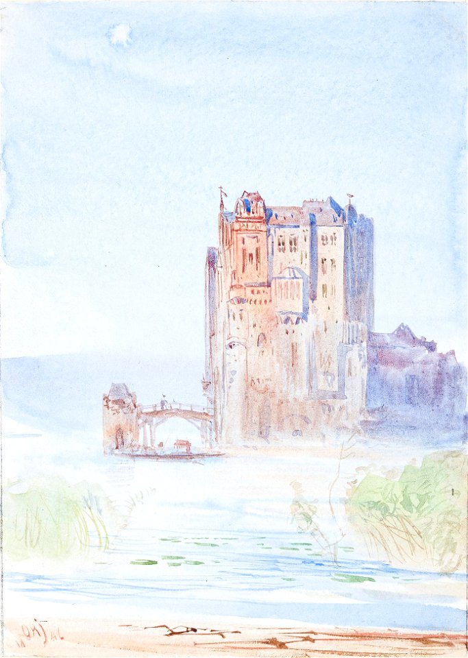 Castle by a lake - Otto Reinhold Jacobi - ref Jacobi-90456-18