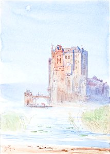 Castle by a lake - Otto Reinhold Jacobi - ref Jacobi-90456-18