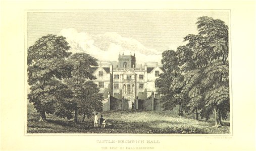 Castle Bromwich Hall, circa 1809. Free illustration for personal and commercial use.